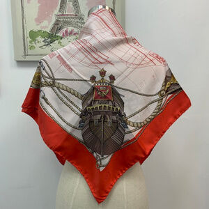 Mantero Hand-Rolled Silk Ship Print Dress Scarf